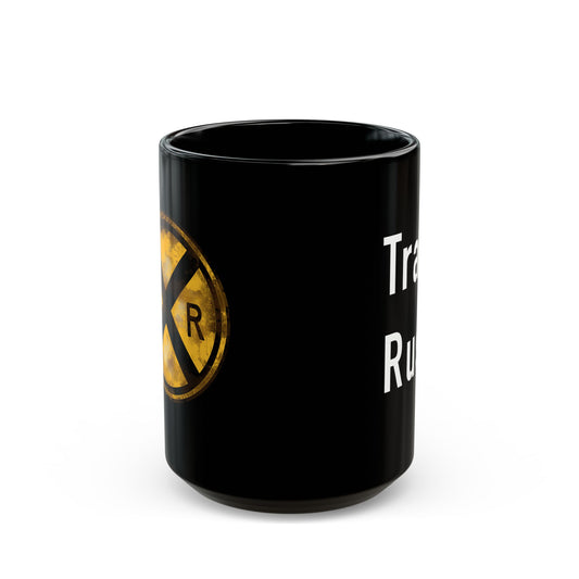 Mug - Black Train Railroad Sign Mug, Train Mug