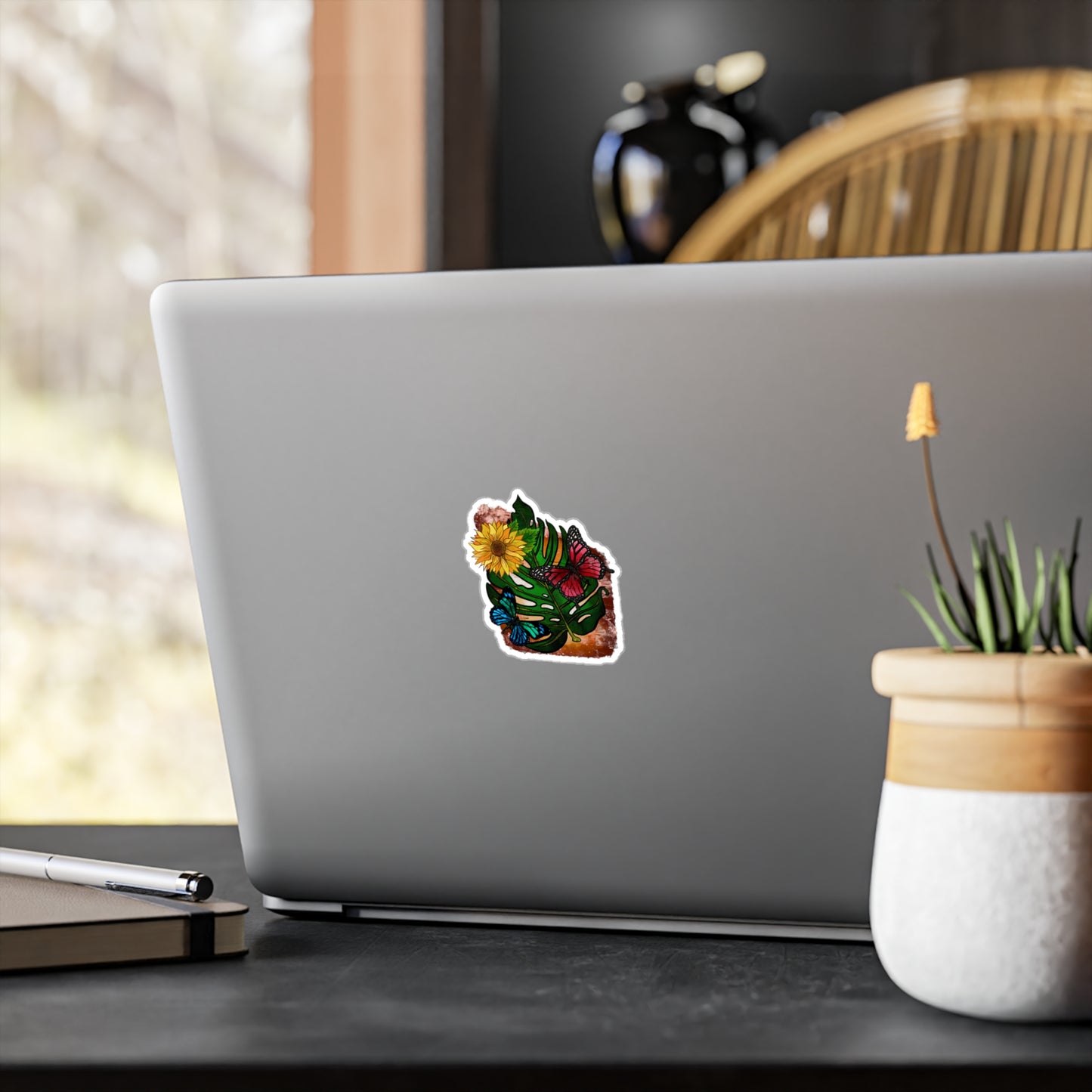 Butterfly Monstera Vinyl Decals for Home Decor, Personalized Stickers for Laptops, Water Bottles, Gifts for Nature Lovers, Floral Wall Art