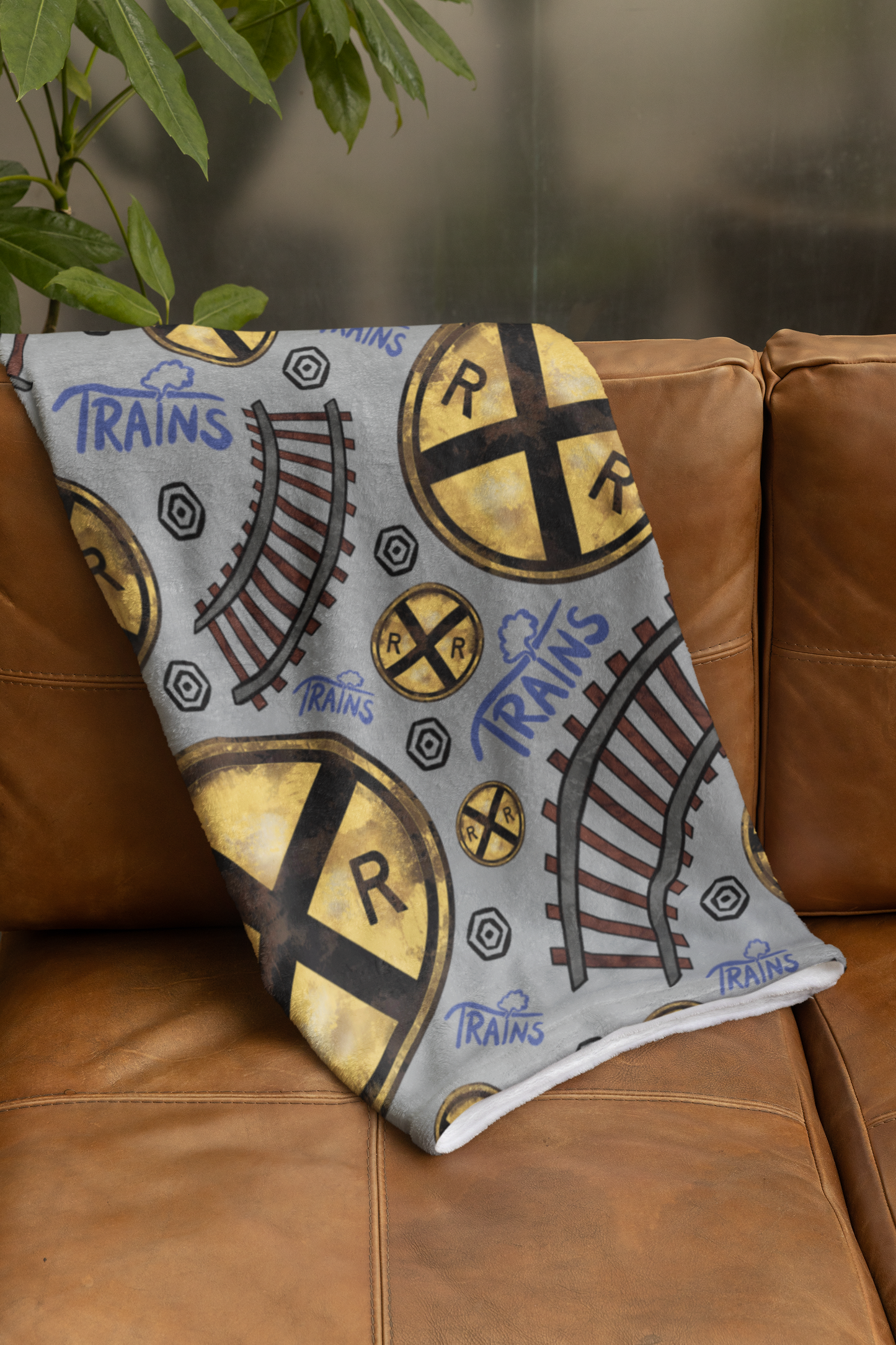 Railroad Pixel Fleece Blanket - Soft & Cozy Throw for Train Lovers