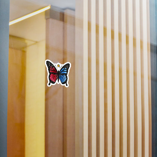 Vinyl Sticker Crown Butterfly Red and Blue