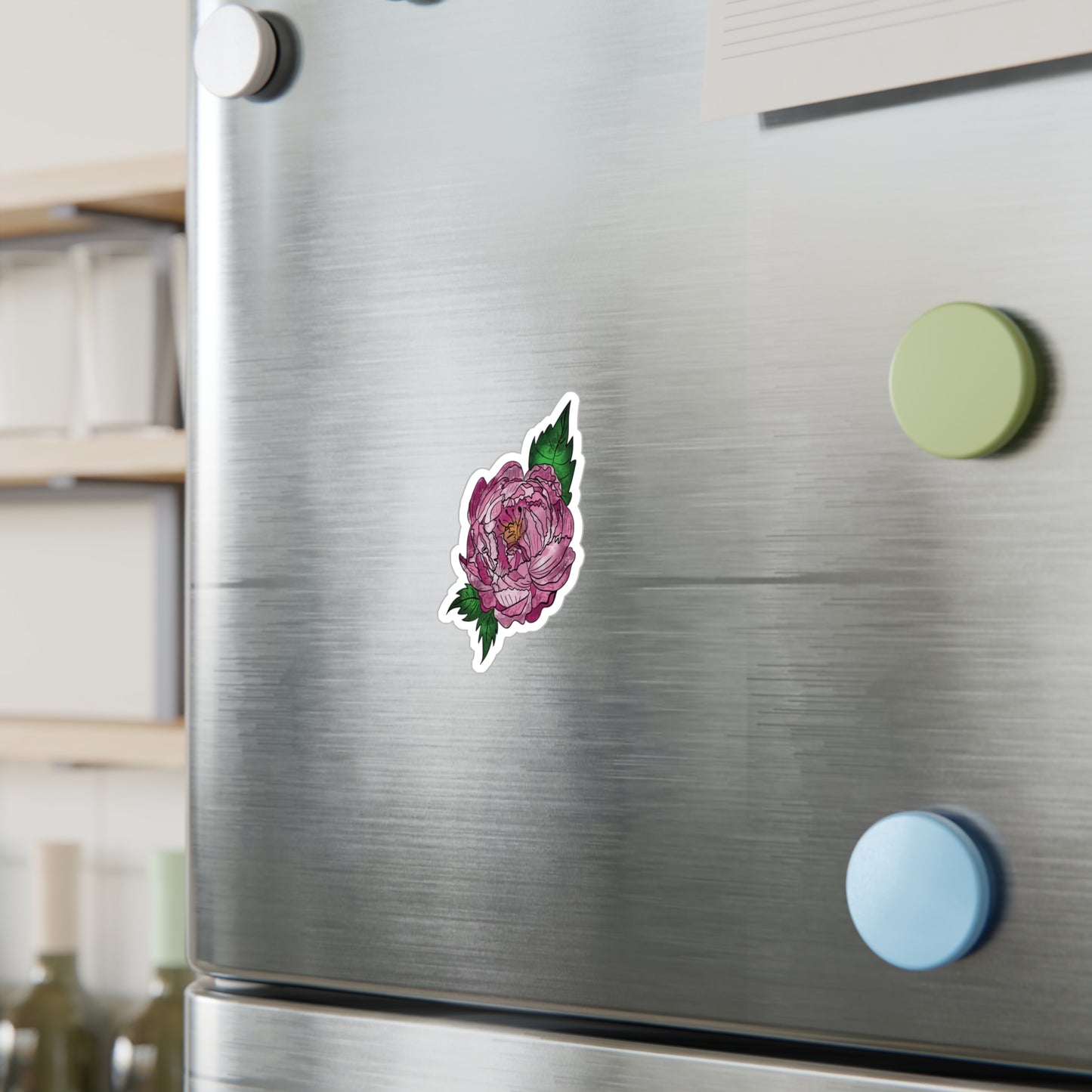Peony Flower Kiss-Cut Vinyl Decals for Stylish Personalization, Perfect for Laptops, Water Bottles, Journals, Gift Ideas, Home Decor