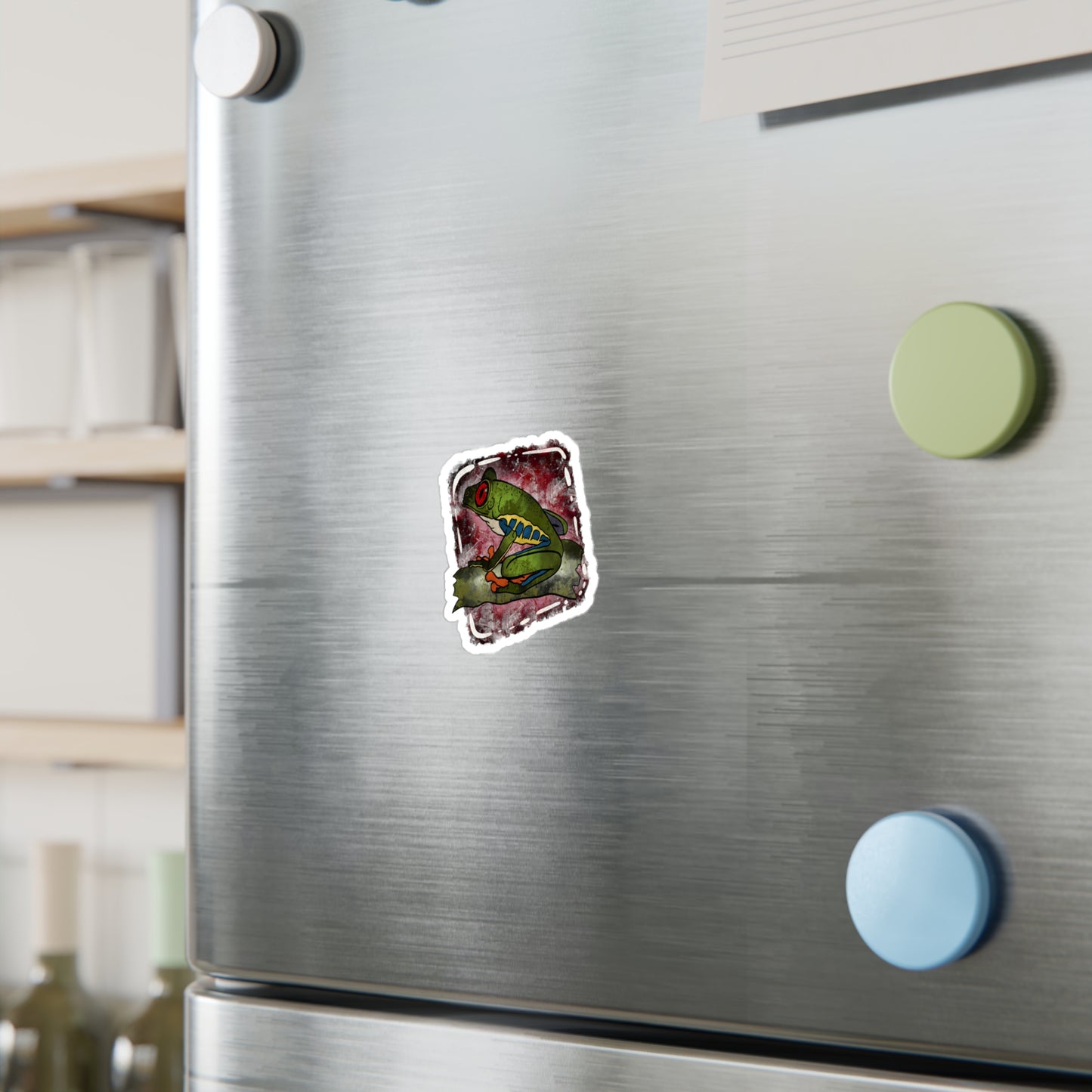 Red Eyed Tree Frog Kiss-Cut Vinyl Decals, Nature Lover Stickers, Perfect for Water Bottles, Laptops, Car Decor, Eco-Friendly Removable Design
