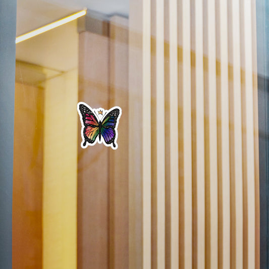 Crowned Rainbow Butterfly Sticker