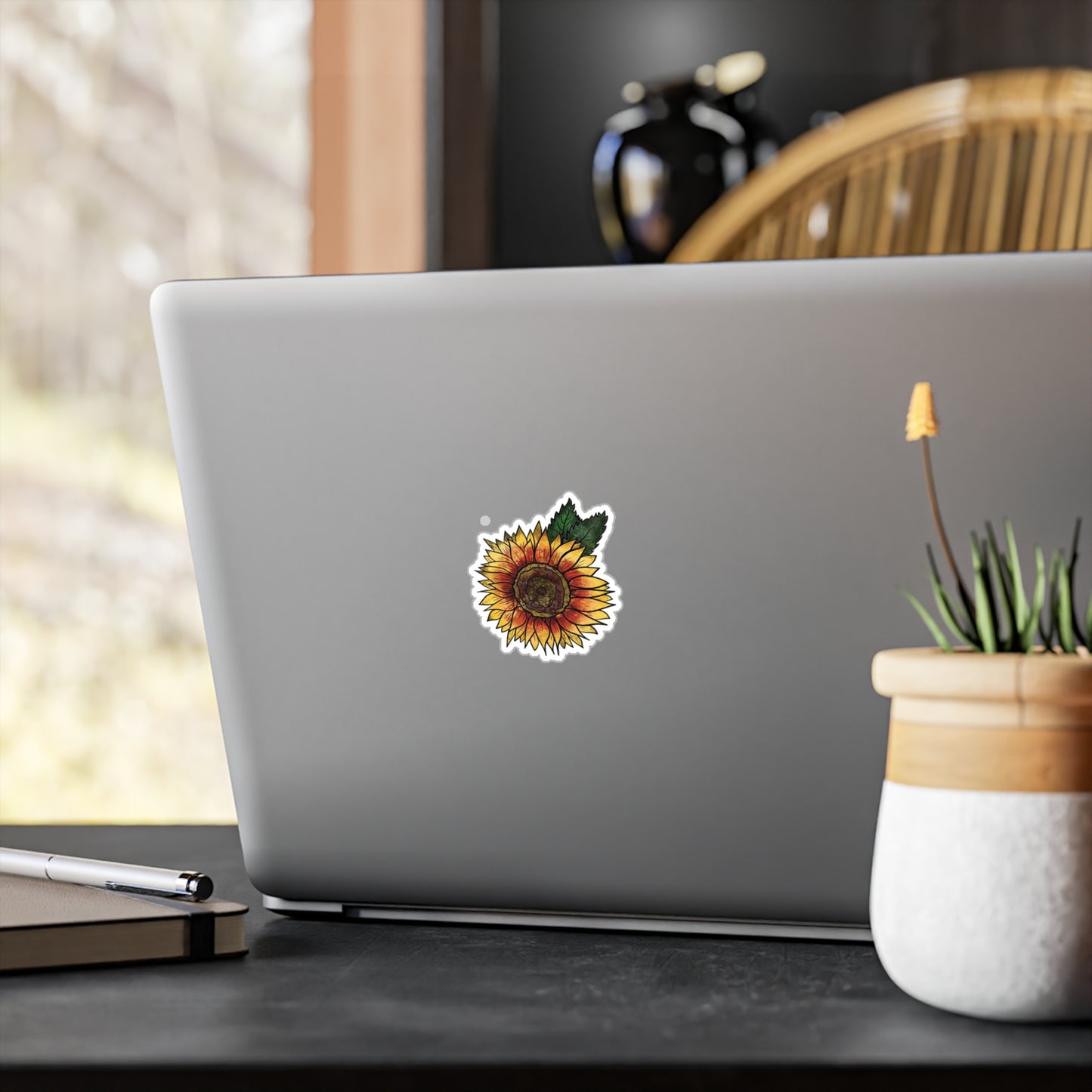 Sunflower Ring of Fire Kiss-Cut Vinyl Decals, Nature-Inspired Stickers for Home Decor, Laptop, Water Bottle, Perfect for Gifts, Gardening Enthusiast