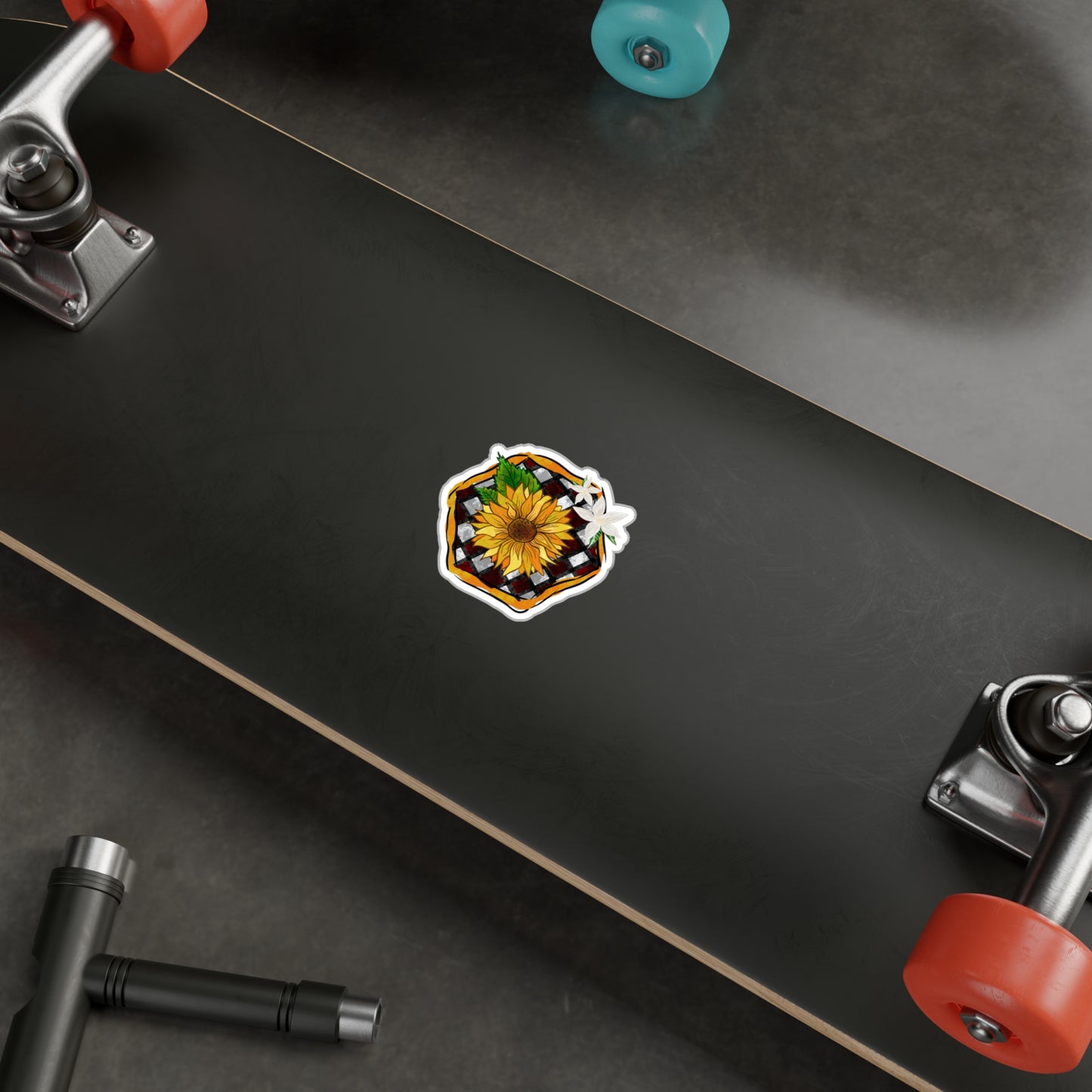 Sunflower Checkerboard Kiss-Cut Vinyl Decal