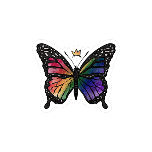 Crowned Rainbow Butterfly Sticker