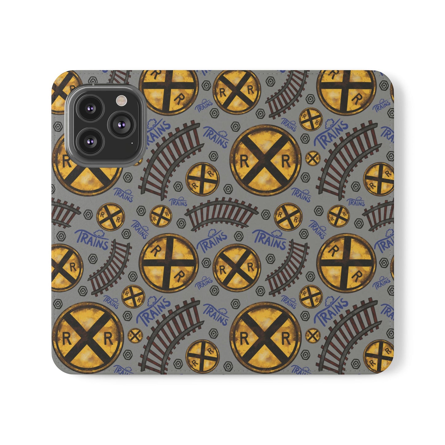 Railroad Sign Flip Wallet Phone Case