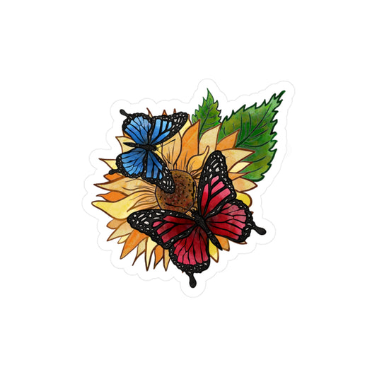 Butterfly Sunflower Vinyl Decals | Custom Wall Art Stickers for Home, Laptop, Scrapbooking, Gifts, Nature Lovers