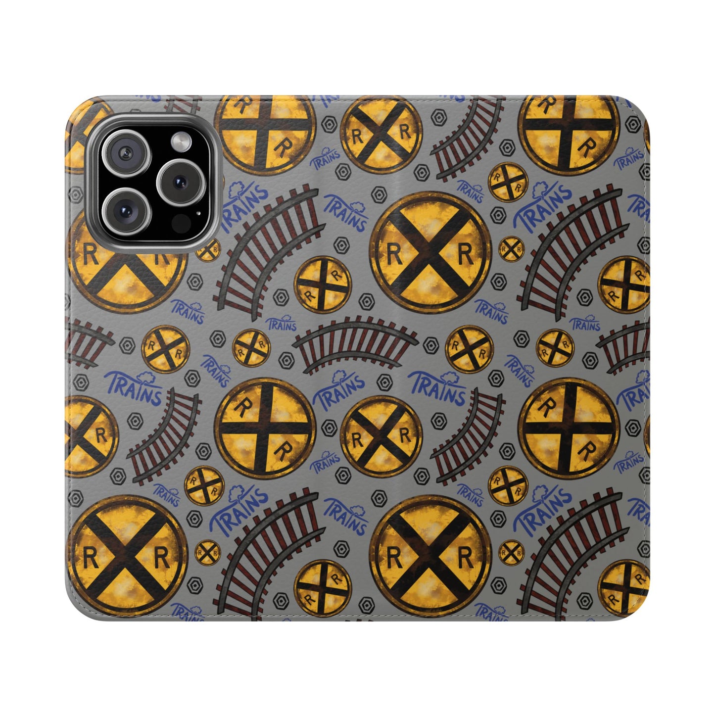 Railroad Sign Flip Wallet Phone Case