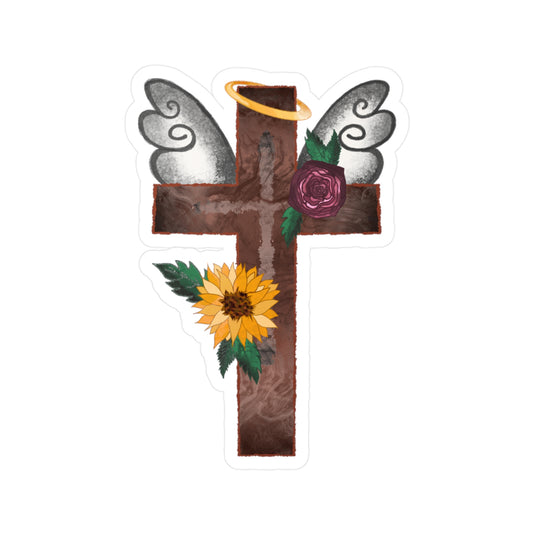 Angel Cross Kiss-Cut Vinyl Decals