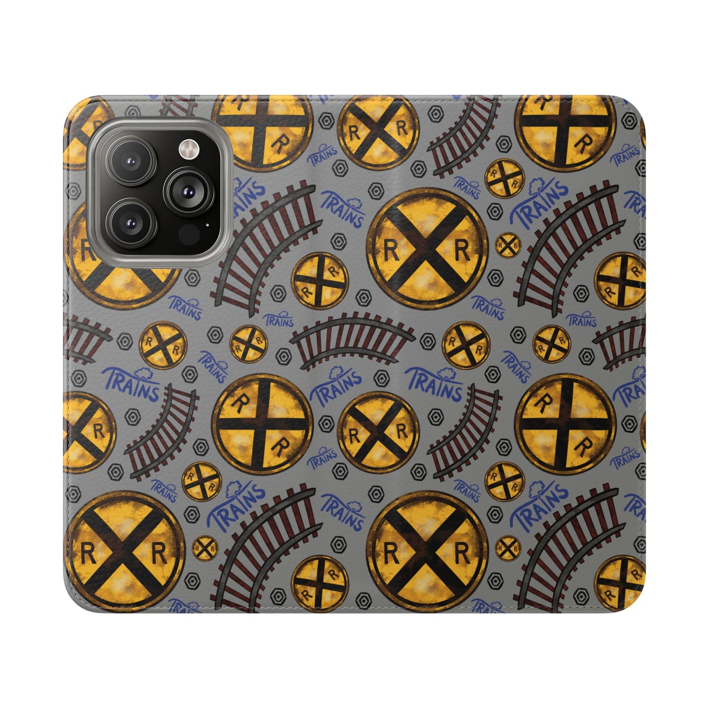 Railroad Sign Flip Wallet Phone Case