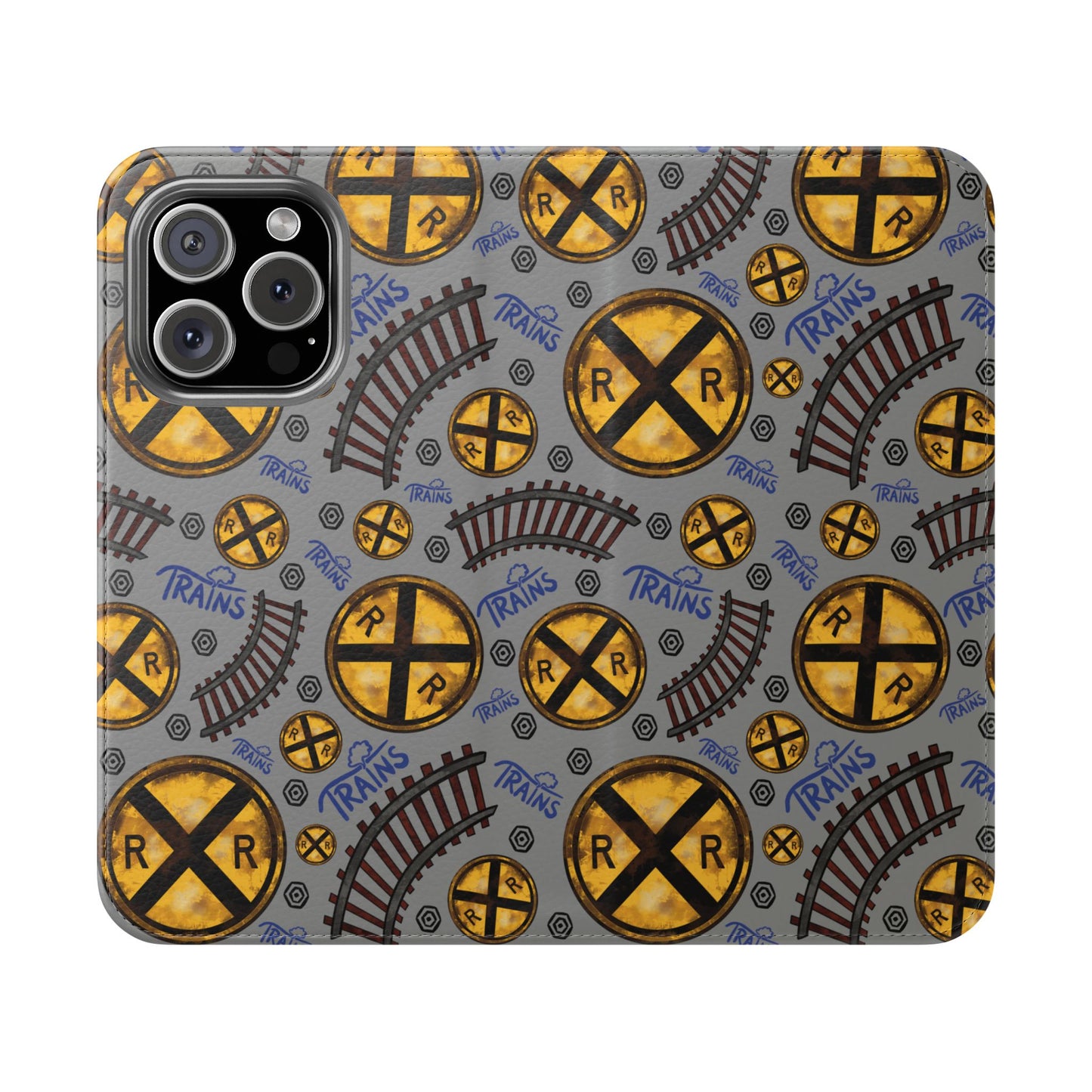 Railroad Sign Flip Wallet Phone Case