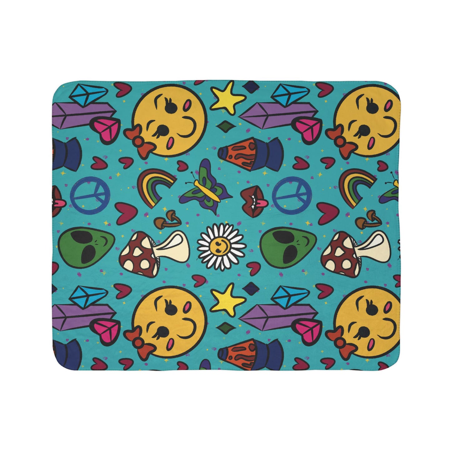 Hippie Style Fleece Sherpa Blanket