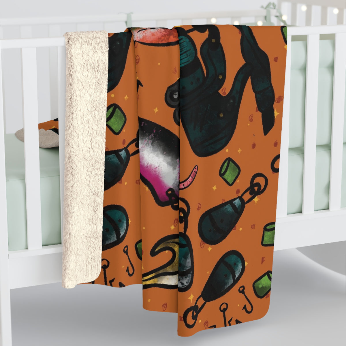 Fishing Sherpa Fleece Blanket