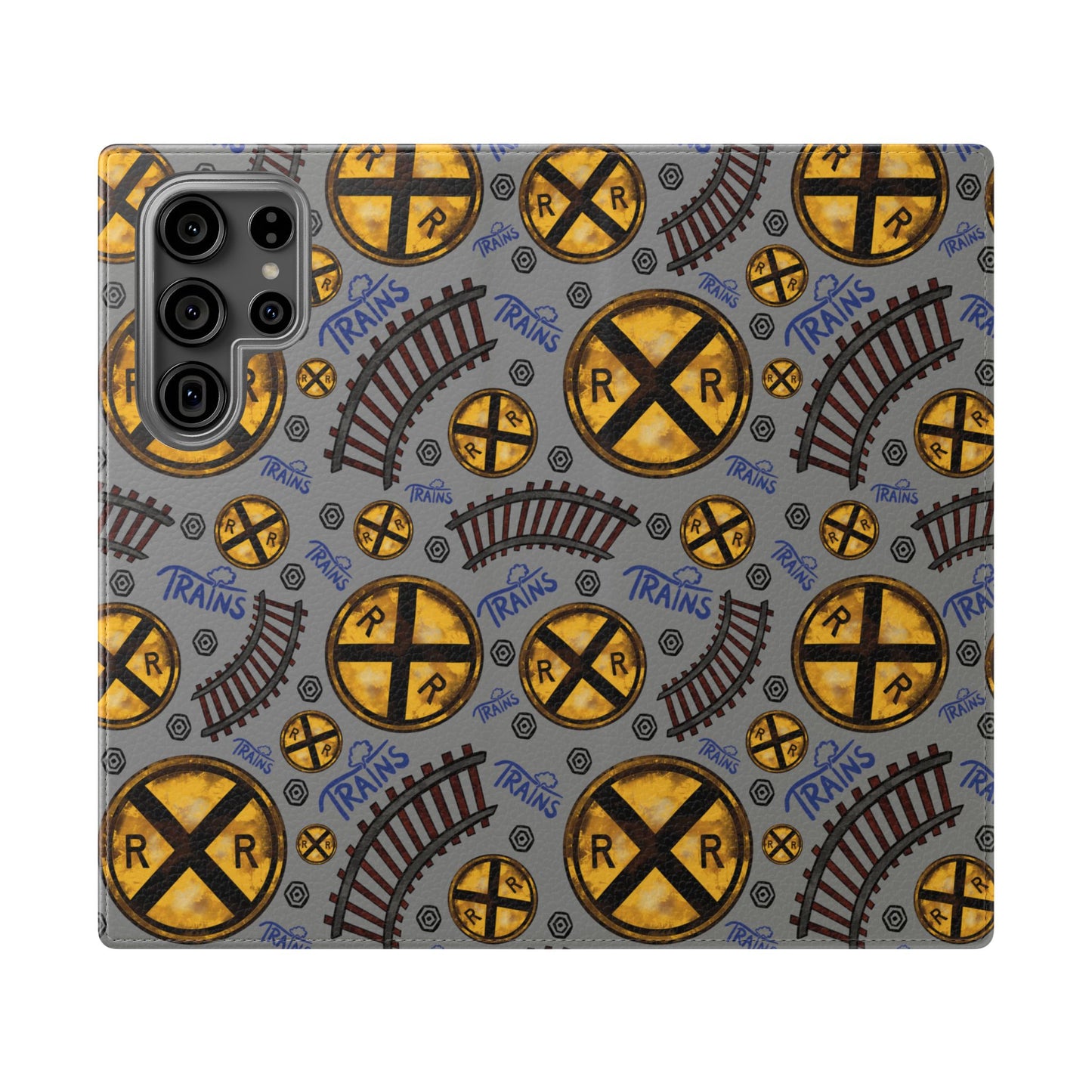 Railroad Sign Flip Wallet Phone Case
