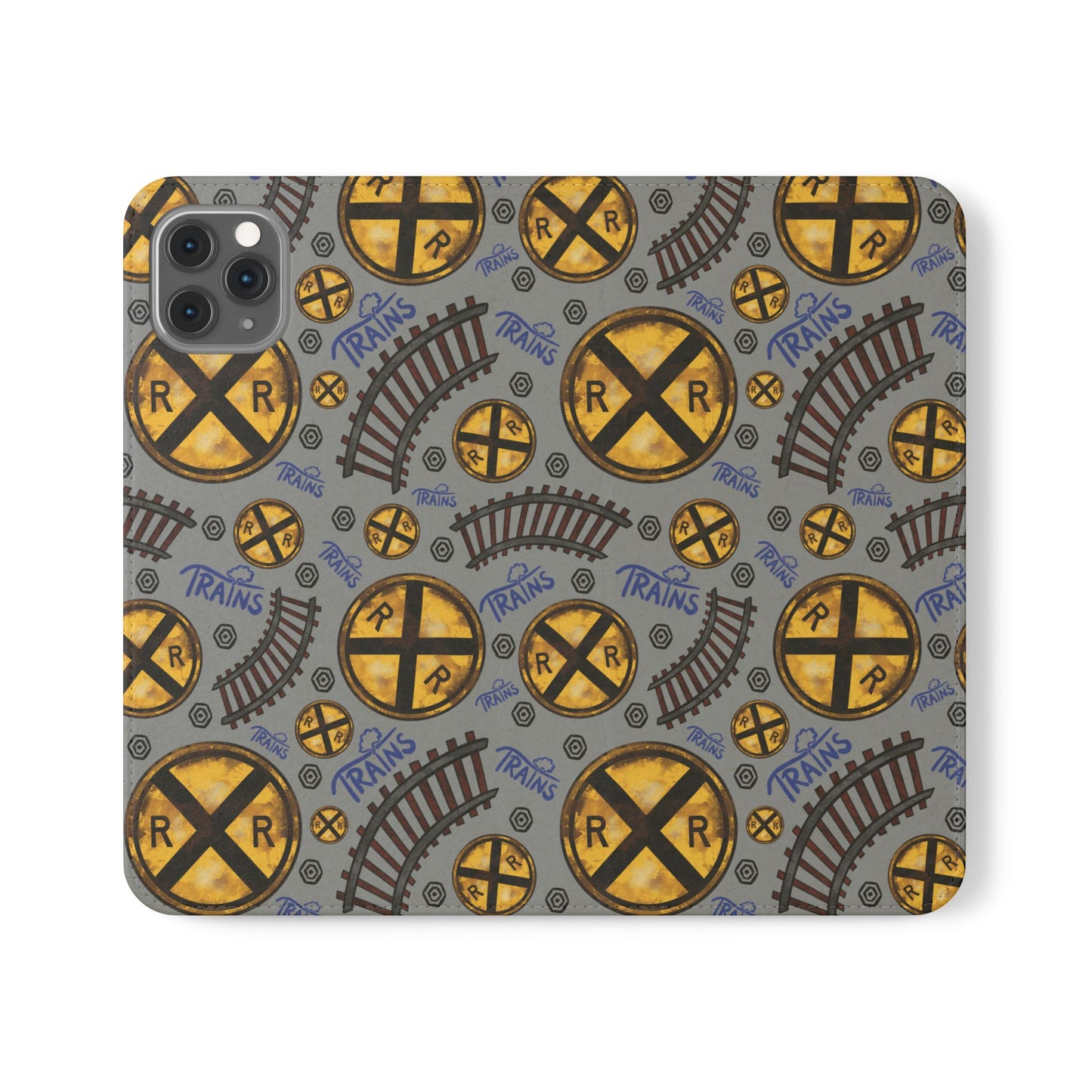 Railroad Sign Flip Wallet Phone Case