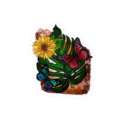 Butterfly Monstera Vinyl Decals for Home Decor, Personalized Stickers for Laptops, Water Bottles, Gifts for Nature Lovers, Floral Wall Art