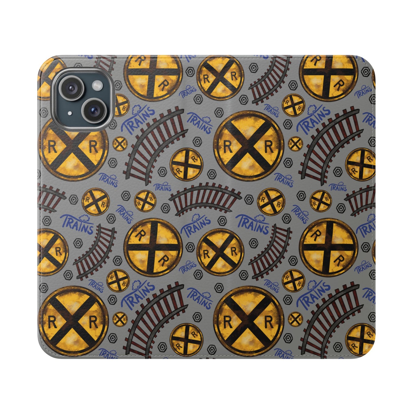 Railroad Sign Flip Wallet Phone Case