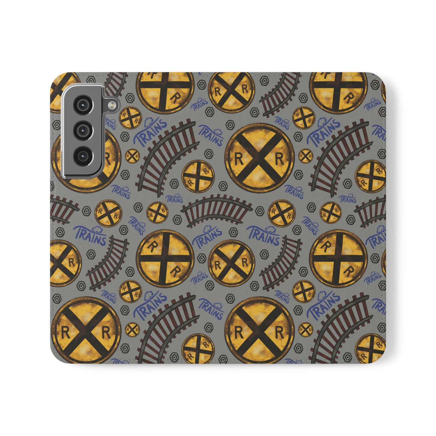 Railroad Sign Flip Wallet Phone Case