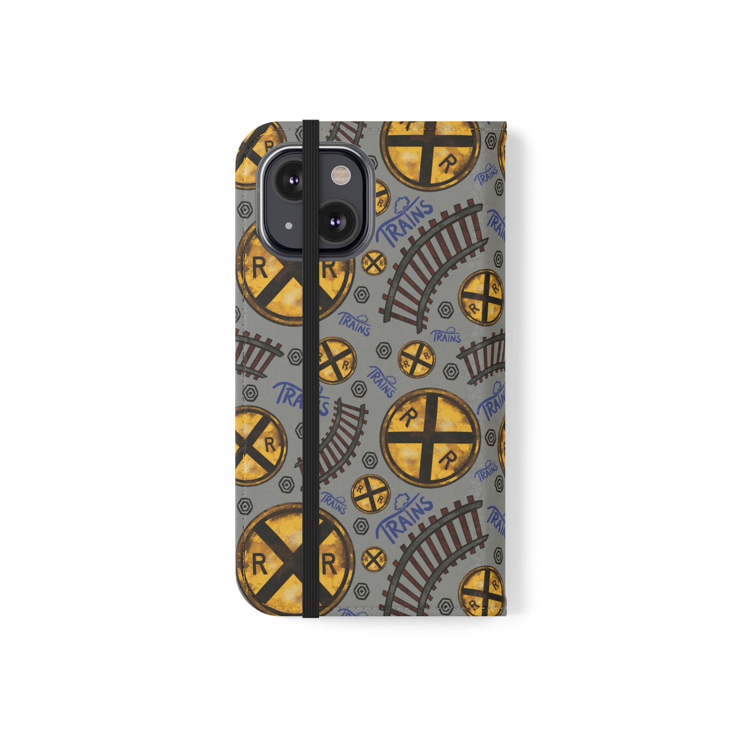 Railroad Sign Flip Wallet Phone Case