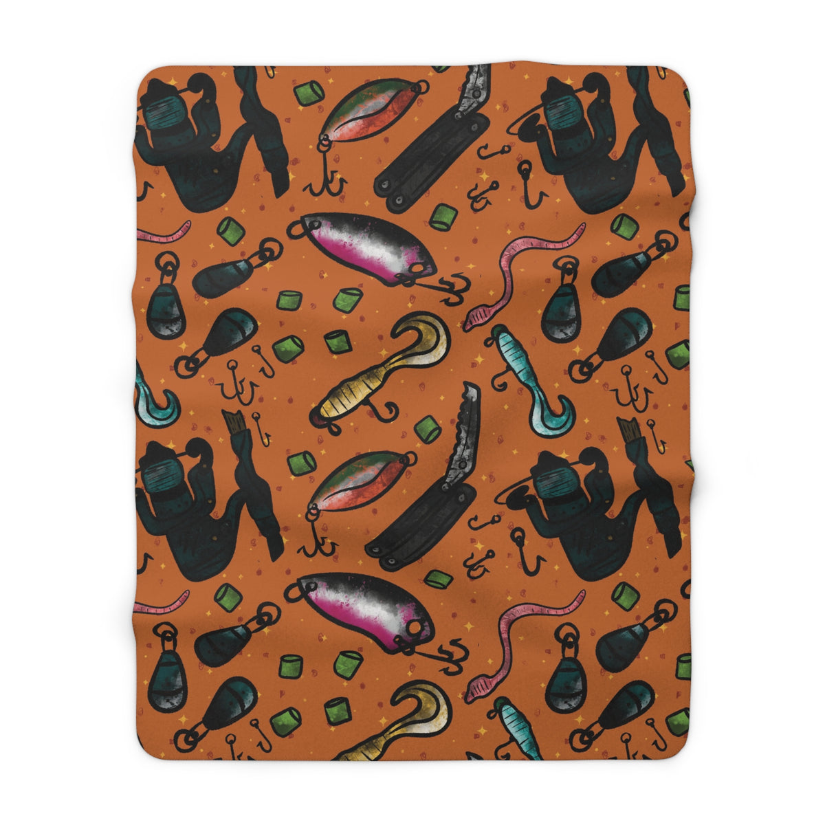 Fishing Sherpa Fleece Blanket