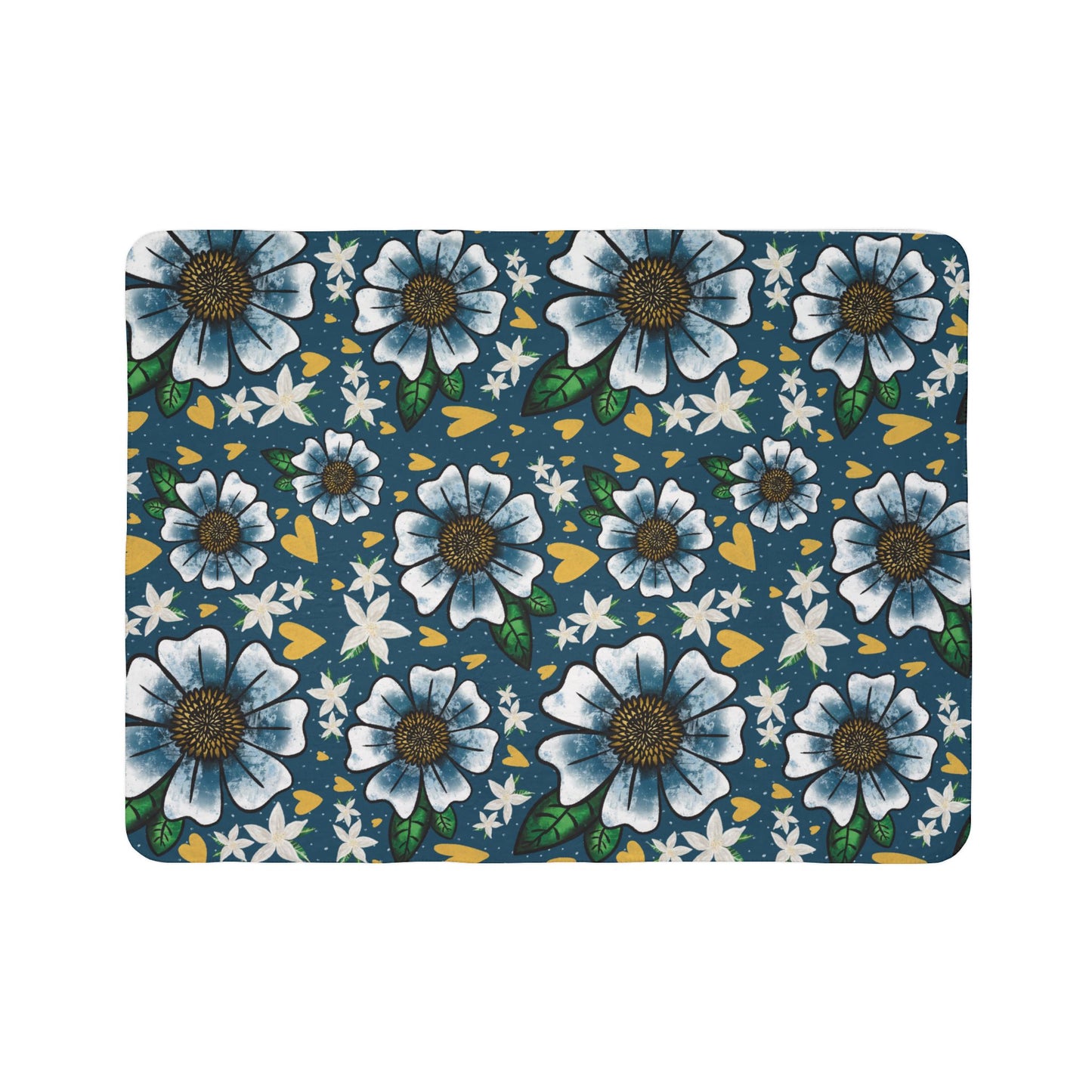 Floral Blue and White Fleece Blanket - Cozy Home Decor, Perfect for Gifts, Picnics, and Celebrations, Soft Sherpa Throw, Ideal for Weddings, [...]