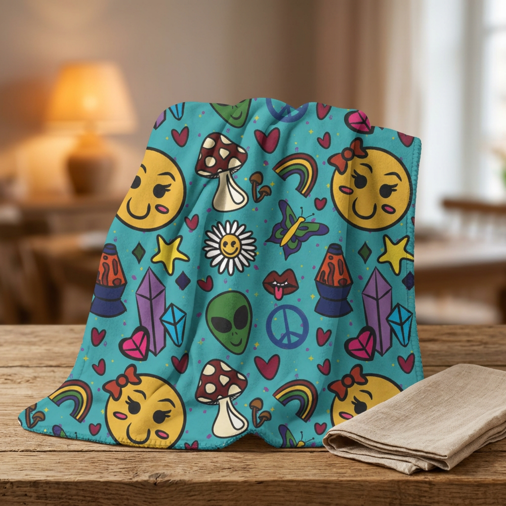 Hippie Style Fleece Sherpa Blanket