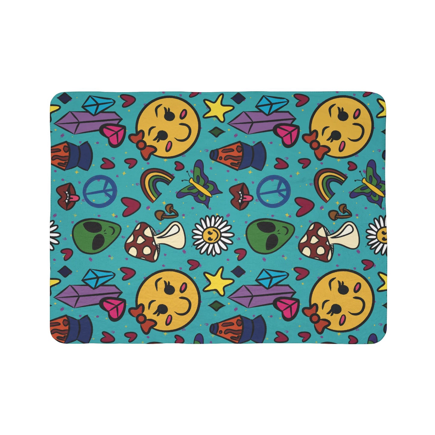 Hippie Style Fleece Sherpa Blanket