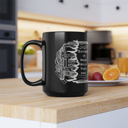 Mug - Savior Firemen Firetruck Black Mug (15oz)
