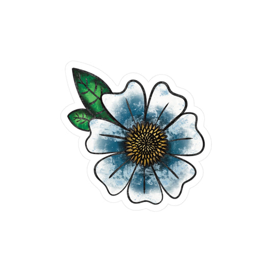 Blue and White Flower Vinyl Decal
