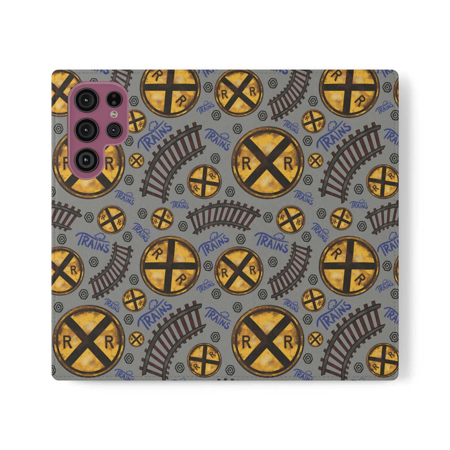 Railroad Sign Flip Wallet Phone Case