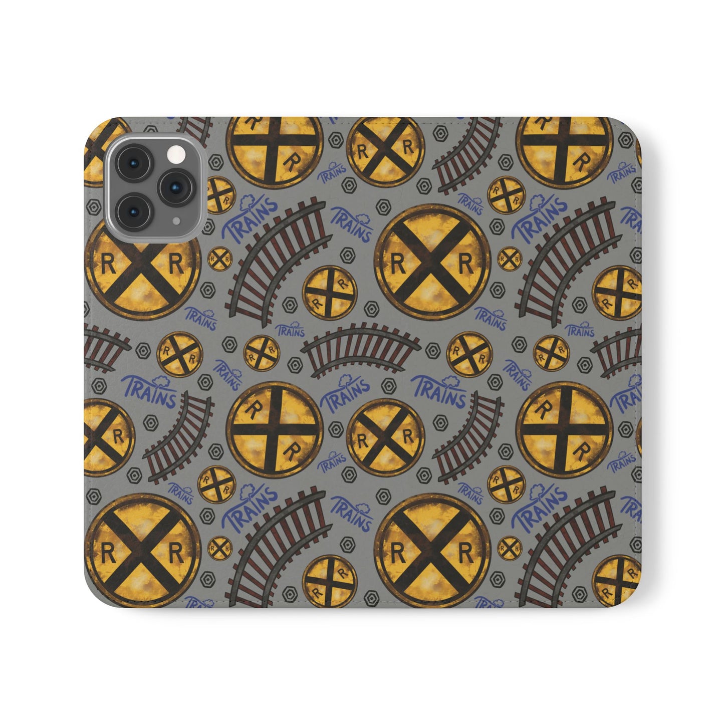 Railroad Sign Flip Wallet Phone Case