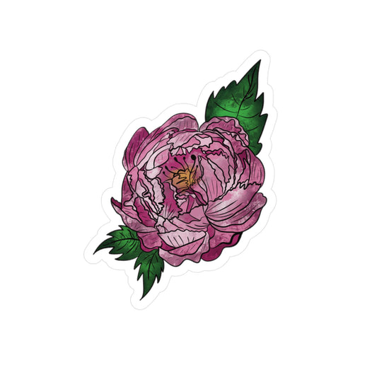 Peony Flower Kiss-Cut Vinyl Decals for Stylish Personalization, Perfect for Laptops, Water Bottles, Journals, Gift Ideas, Home Decor