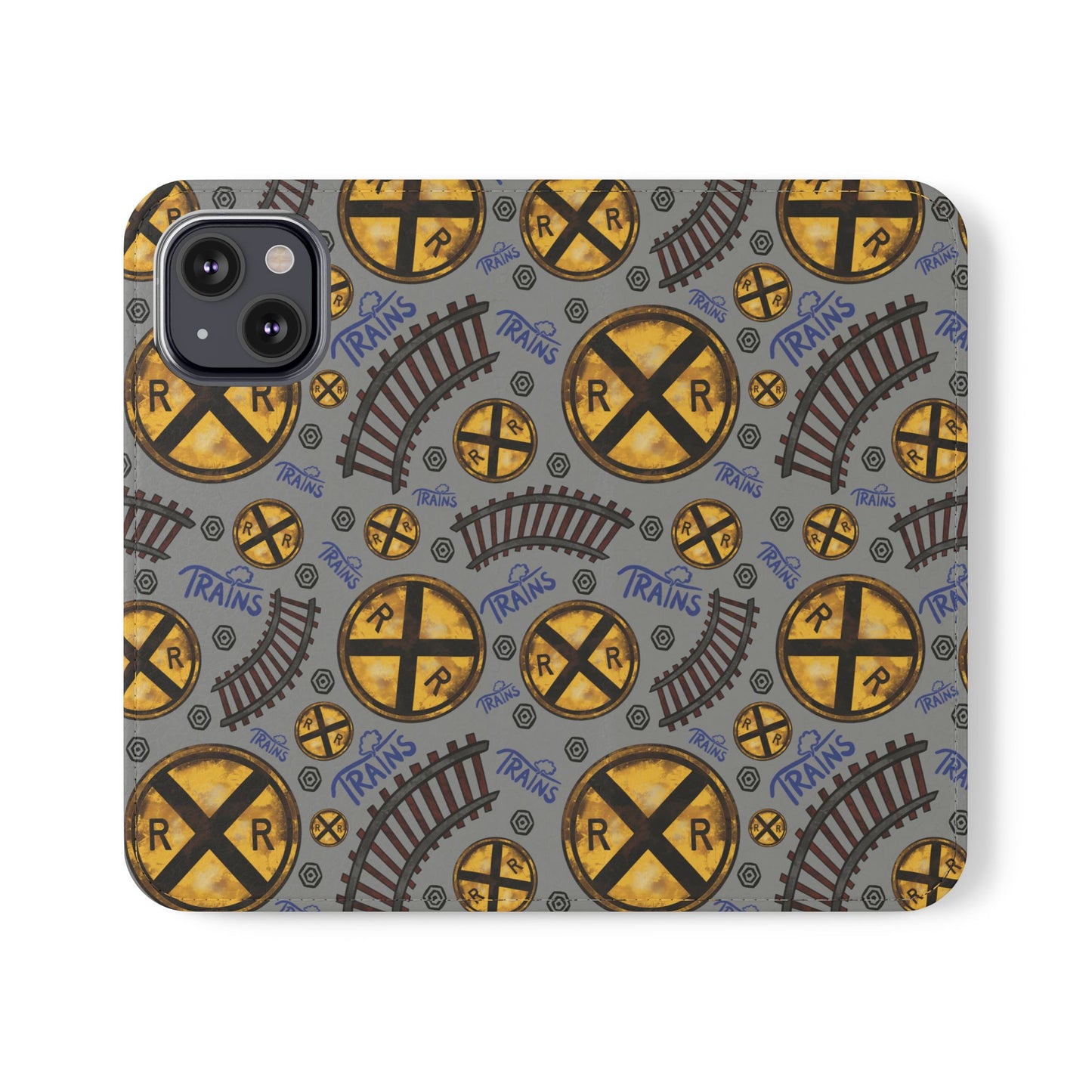 Railroad Sign Flip Wallet Phone Case