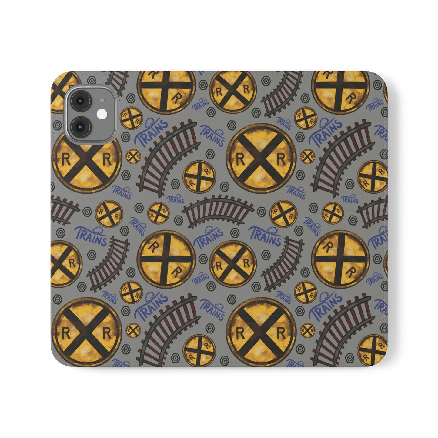 Railroad Sign Flip Wallet Phone Case