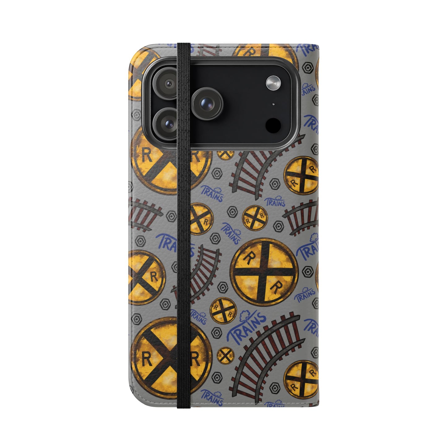 Railroad Sign Flip Wallet Phone Case