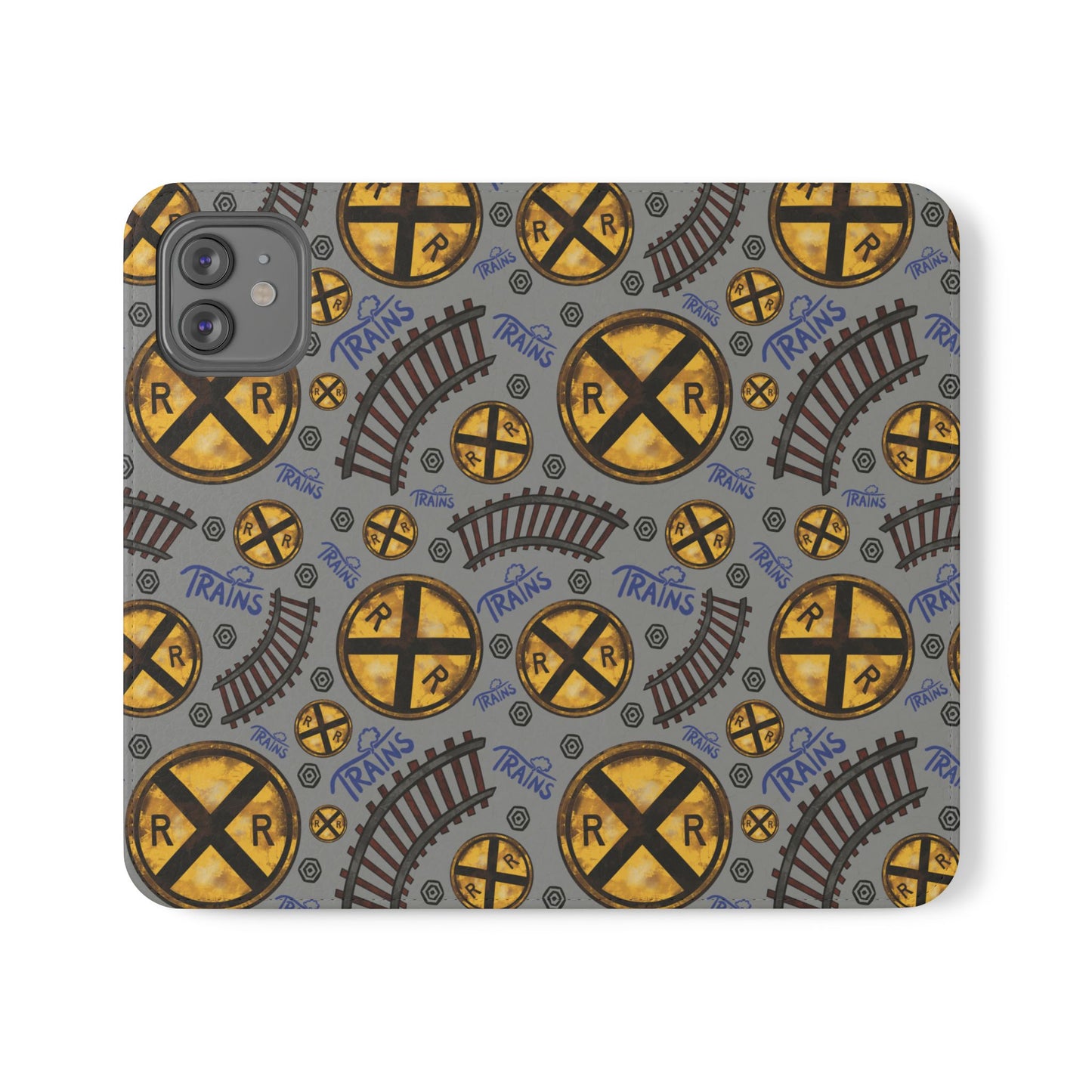 Railroad Sign Flip Wallet Phone Case