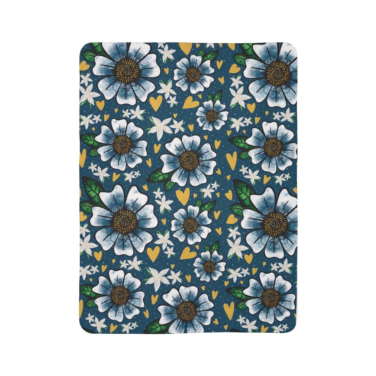 Floral Blue and White Fleece Blanket - Cozy Home Decor, Perfect for Gifts, Picnics, and Celebrations, Soft Sherpa Throw, Ideal for Weddings, [...]
