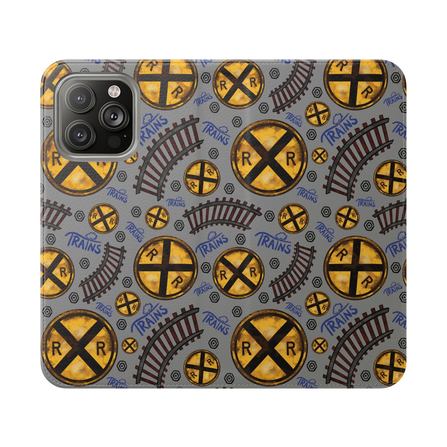 Railroad Sign Flip Wallet Phone Case