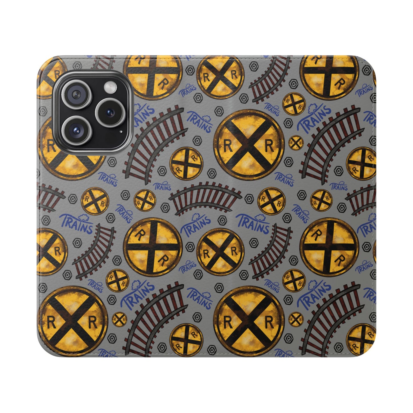 Railroad Sign Flip Wallet Phone Case