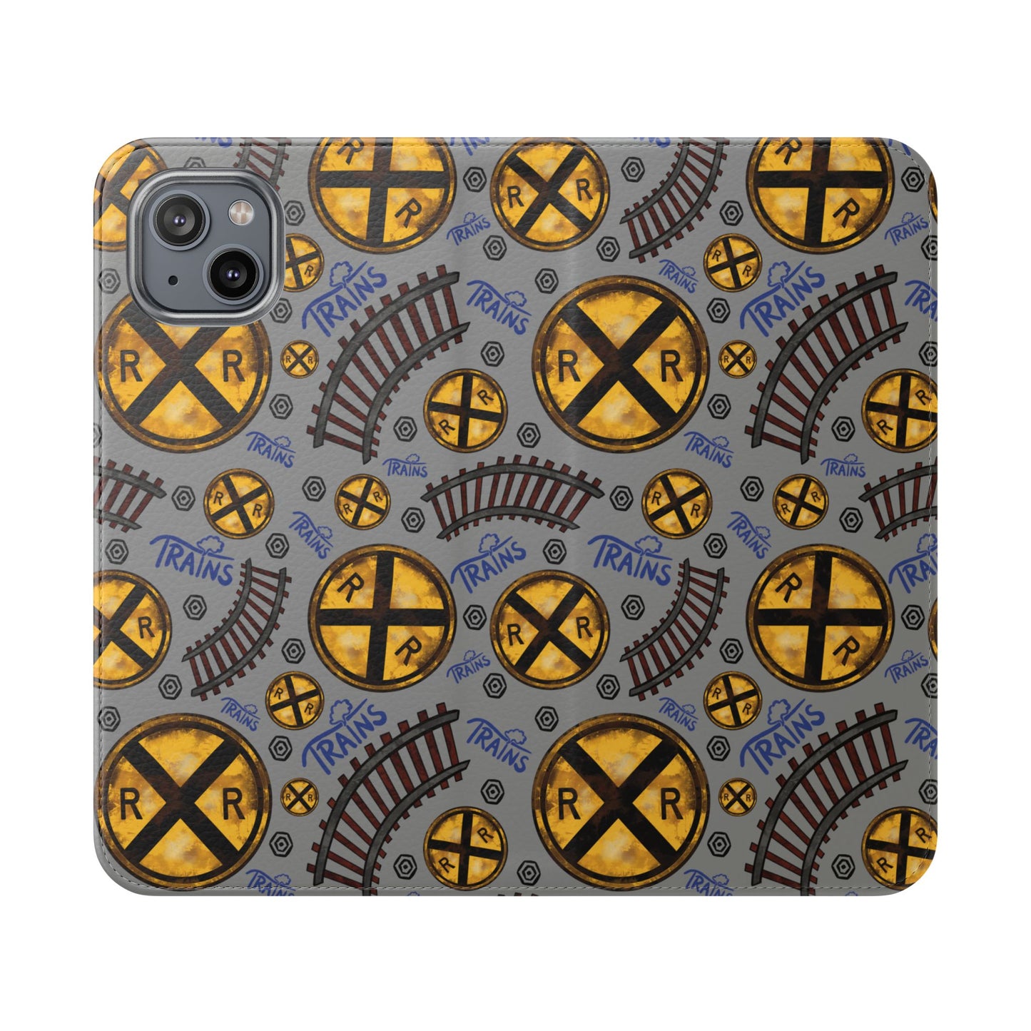 Railroad Sign Flip Wallet Phone Case