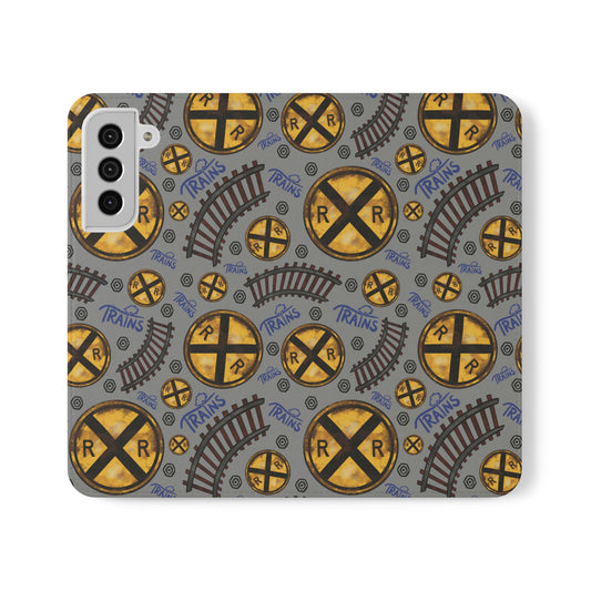 Railroad Sign Flip Wallet Phone Case