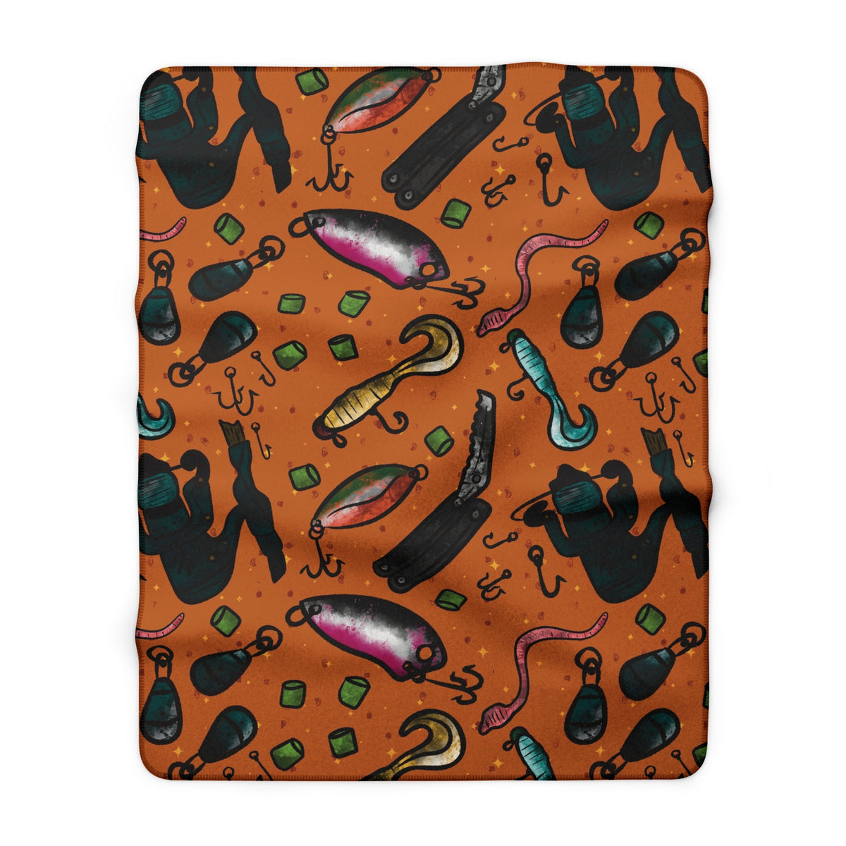Fishing Sherpa Fleece Blanket