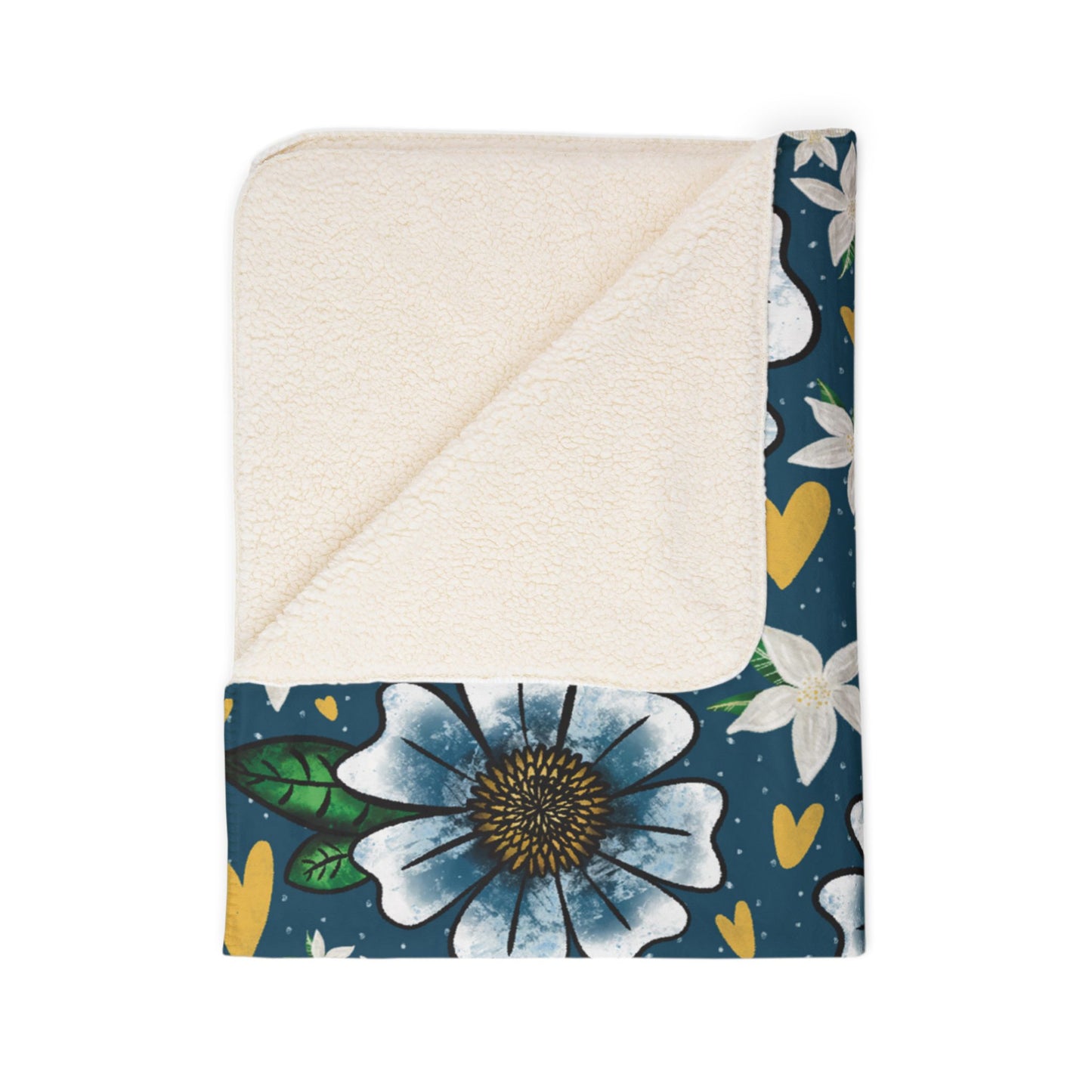 Floral Blue and White Fleece Blanket - Cozy Home Decor, Perfect for Gifts, Picnics, and Celebrations, Soft Sherpa Throw, Ideal for Weddings, [...]