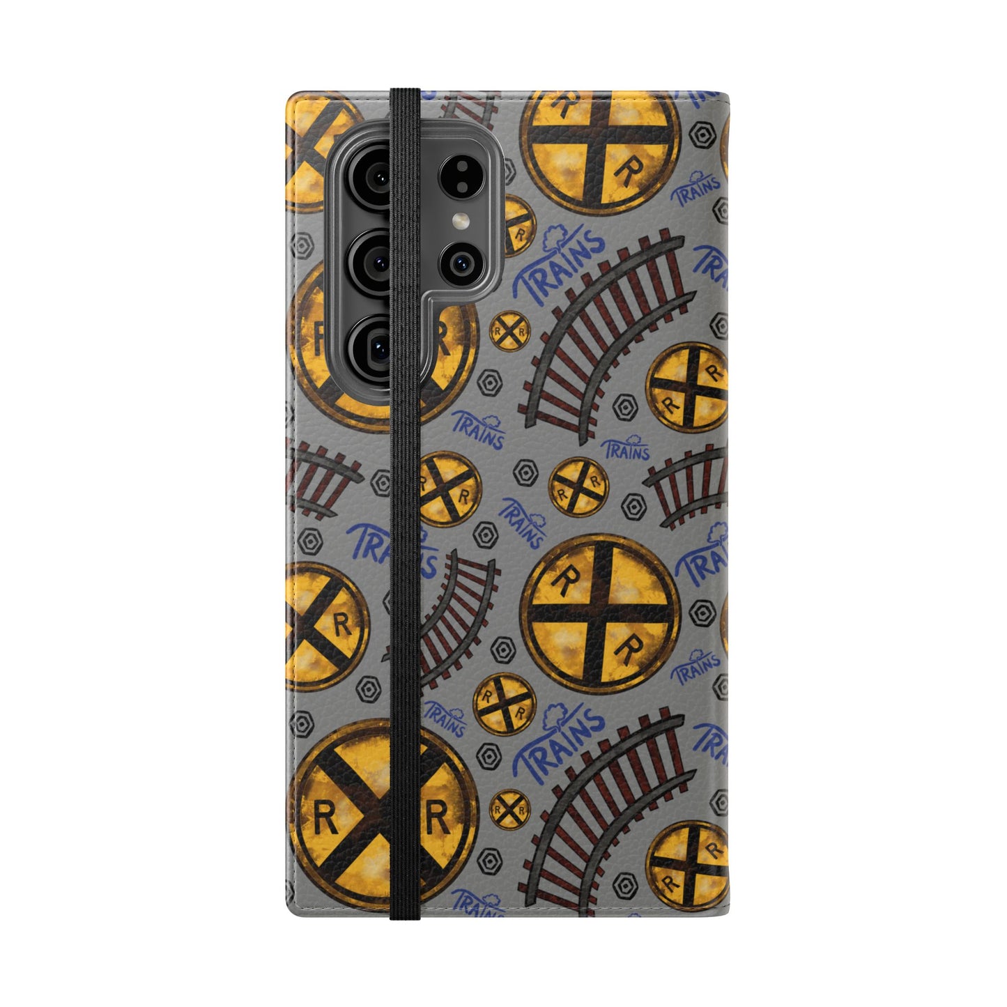 Railroad Sign Flip Wallet Phone Case