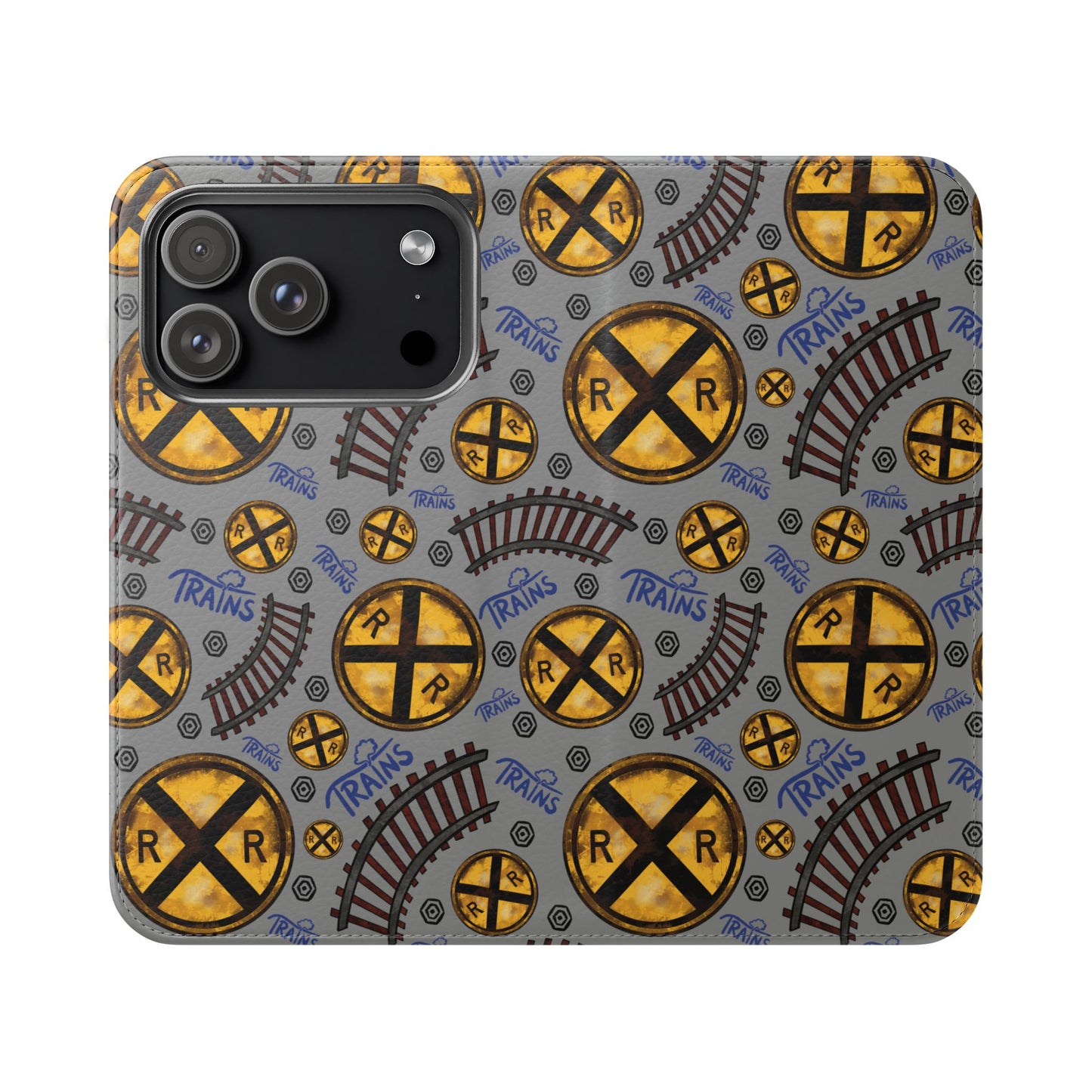 Railroad Sign Flip Wallet Phone Case