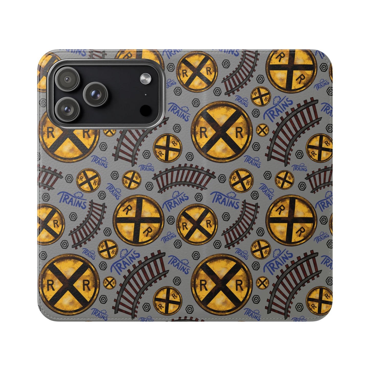 Railroad Sign Flip Wallet Phone Case