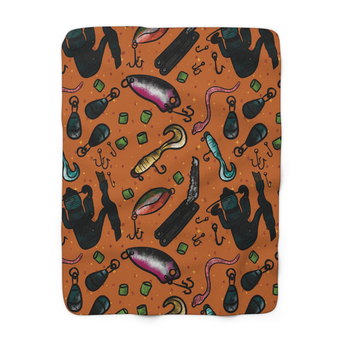 Fishing Sherpa Fleece Blanket