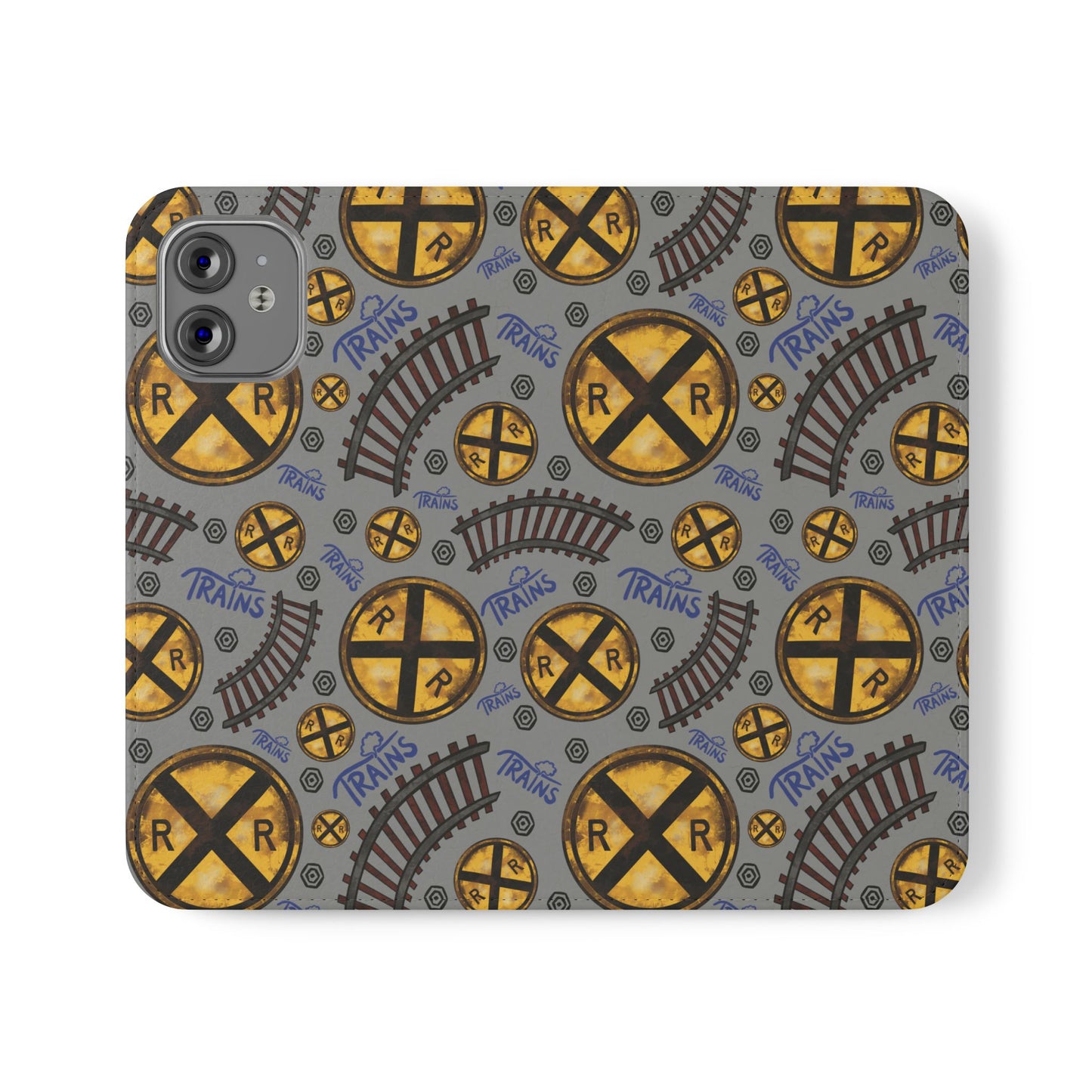 Railroad Sign Flip Wallet Phone Case